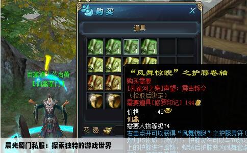 晨光蜀门私服：探索独特的游戏世界